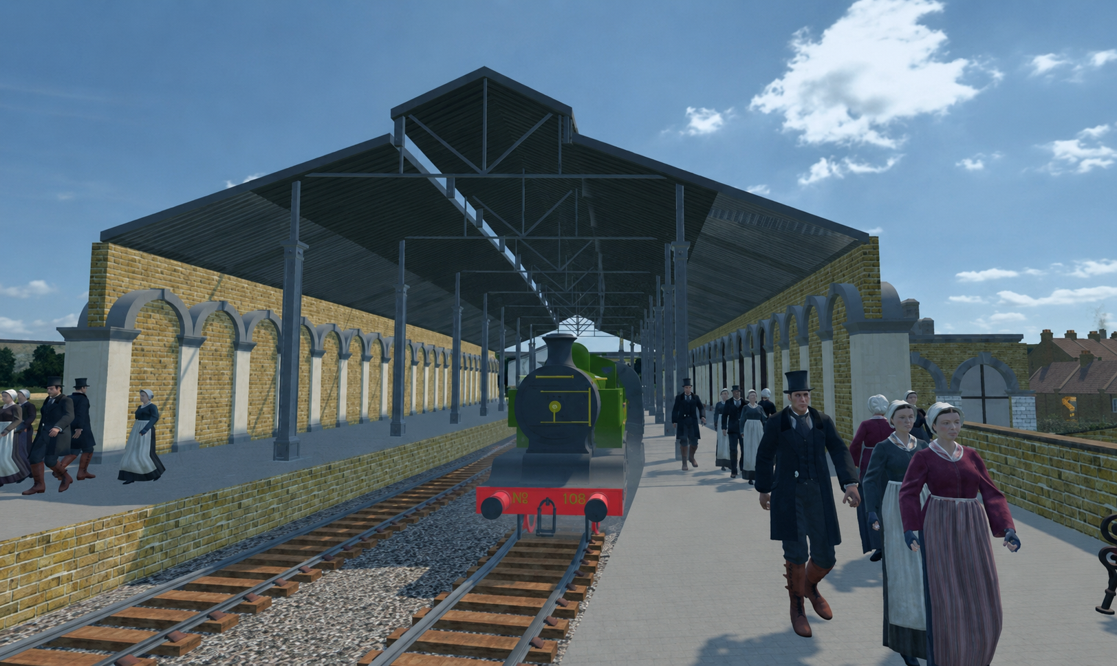 Explorable Games recreation of Northampton railway station in 1885